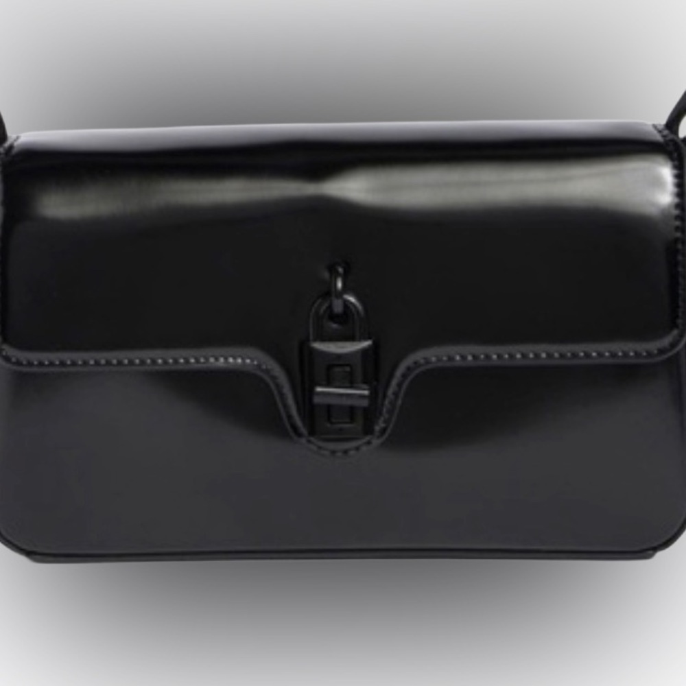 Rebecca Minkoff Love Too Shoulder Bag Shiny Black Turnlock Chain Strap NWT